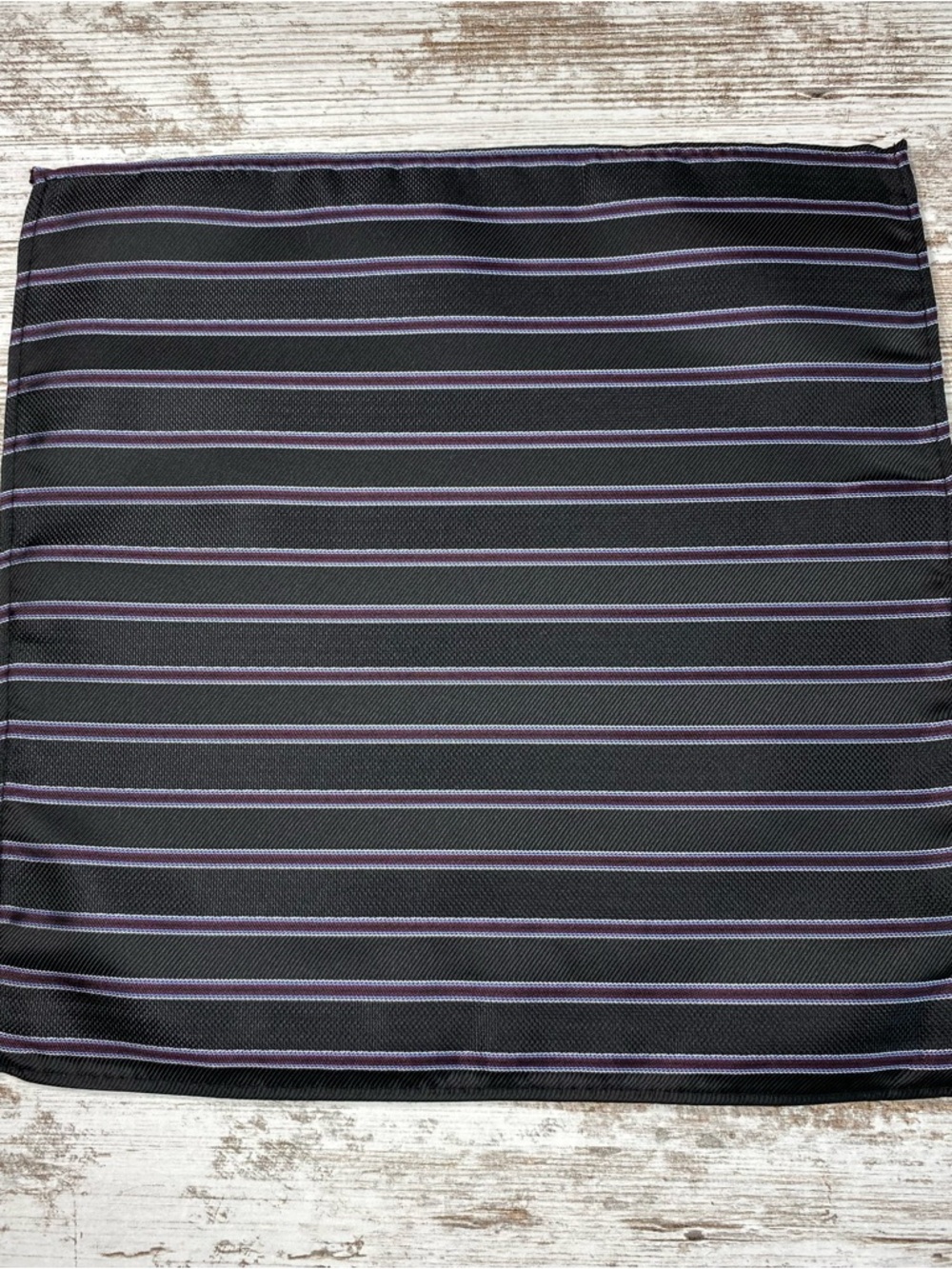 New Black Plum Purple Striped Silk Blend Men's Formal Pocket Square